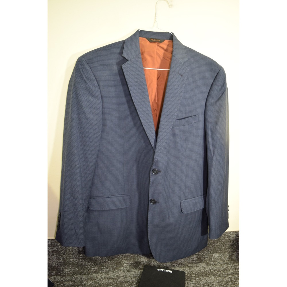 Jos A Bank Mens 42R SLIM FIT Navy Blue Micro Check Two Button Blazer Sport Coat